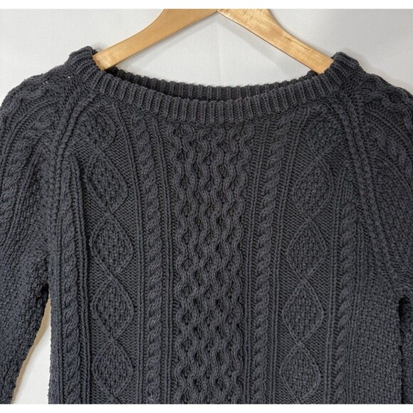 LL BEAN Signature Fisherman Sweater Small  Womens Black  Cable Knit Rory Gilmore - Picture 4 of 8